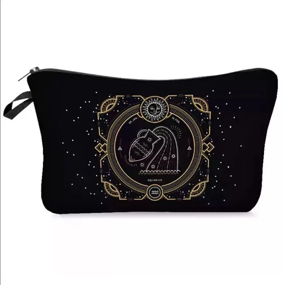 FUDEAM 12 Zodiac Print Pattern Women Waterproof Cosmetic Bag New 2 poly mailers